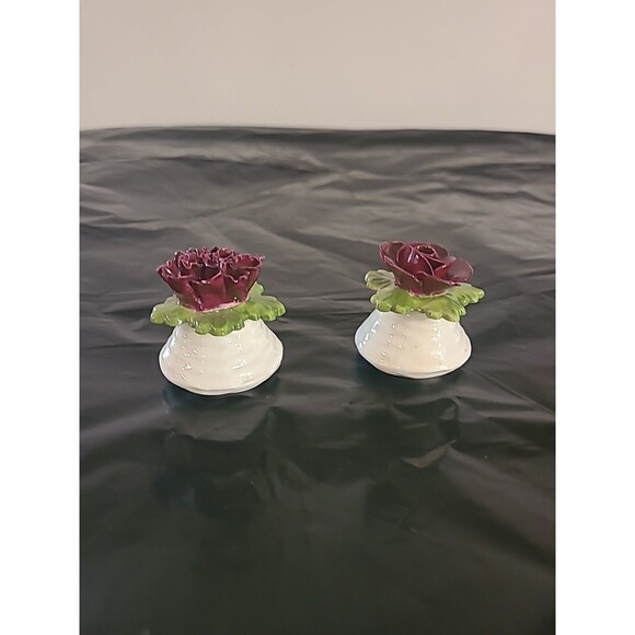 Vtg Aynsley Fine Bone China  Salt/peper Set “Rare Burgundy” - Picture 3 of 8